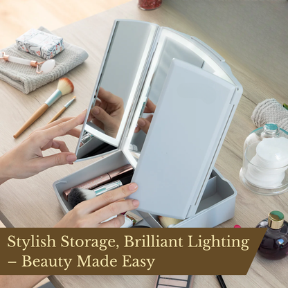 GlamFold Make-up Organiser with LED Mirror