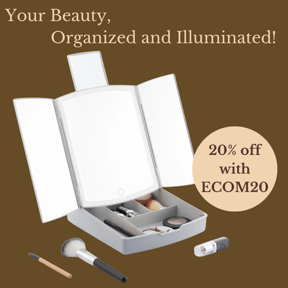 GlamFold Make-up Organiser with LED Mirror